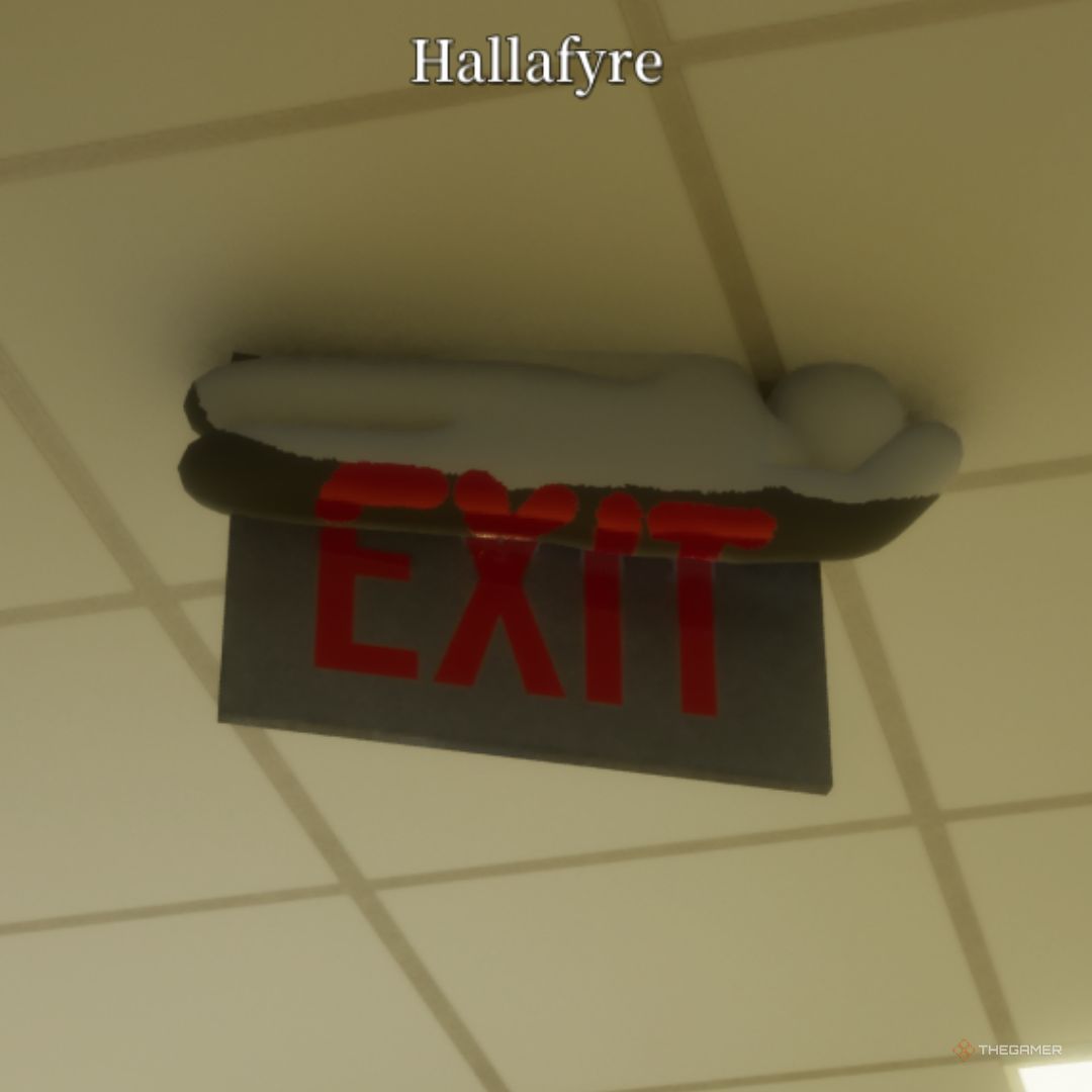 Ceiling exit sign — Backrooms